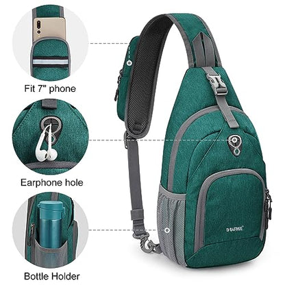 G4Free RFID Sling Bag Crossbody Backpack Small Chest Shoulder Bag Hiking Outdoor - color: Green