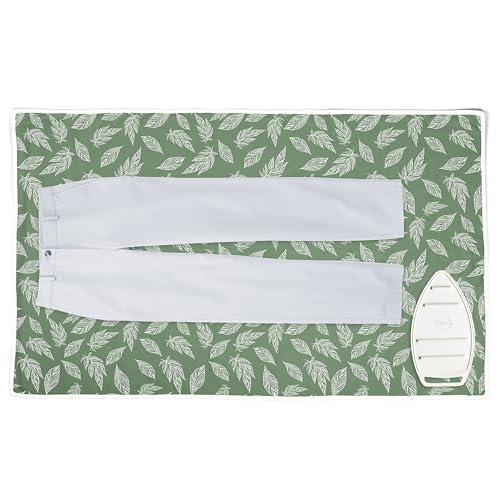Encasa XO Ironing Mat/Pad (Large 48"x28") with 3mm Padding & Silicone Iron Rest for Steam Pressing on Tabletop or Bed - Heat Resistant, Portable, Quilting & Travel Blanket - Big Leaves Green - color: Big Leaves Green, size: Large