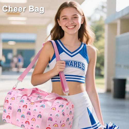 Gym Bag Sports Duffle Bag with Wet Pocket Weekender Overnight Bags with Waterproof Shoe Pouch and Air Hole for Girls Kids Women Workout Travel Bags (Rainbow) - color: Rainbow