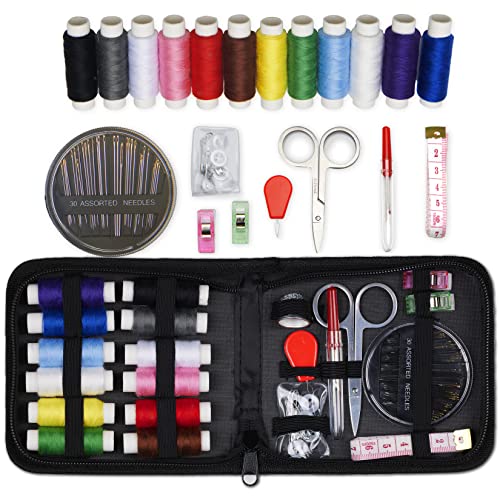 ARTIKA Travel Sewing Kit, 59-Piece Portable Kit for Travel, Includes Scissors, Thread, Tape Measure - Sewing Accessories and Supplies - style: Sewing kit 59 PCS