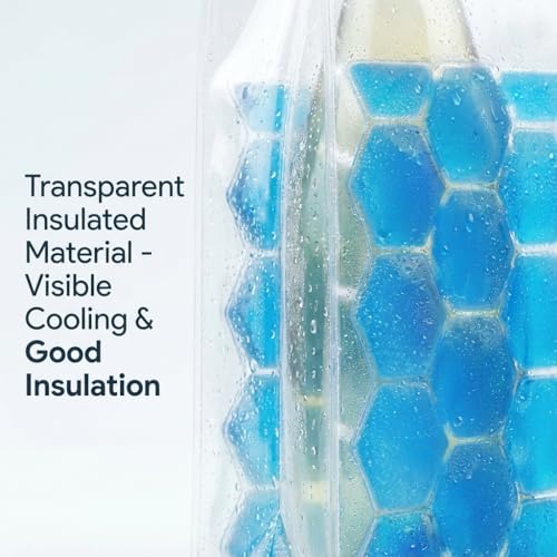 3-Pack Freezable Wine Cooler Bags with Built-in Gel Ice Packs - Portable Hexagon Wine Chiller Sleeve - Reusable Clear Folding Carrier Tote for Champagne, Beer, Picnic & Travel (orange） - color: Blue