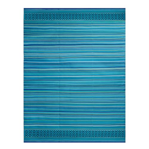 Reversible Outdoor/Indoor Plastic Rug Plastic Straw Rug Waterproof Portable Mat, Easy to Clean and Fold,Perfect for Garden, Patio, Picnic, Decking-（Sky Blue,8x10Ft） - color: Sky Blue, size: 8 x 10 feet