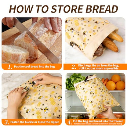 2 Pack Beeswax Bread Bags for Homemade Bread, Bees Wax Bread Bags Storage for Homemade Sourdough with Removable Beeswax Lining, XL 17'' x 13'', Freezer Friendly, Keeps Fresh - color: Removable