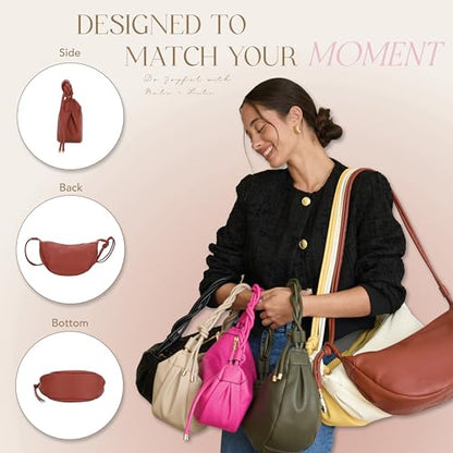 Mali&Lili Hobo Shoulder Bag for Women, Aria Convertible Crossbody Bags for Women, Vegan Leather purses, Shoulder Handbags - color: Cognac