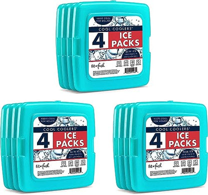 Cool Coolers by Fit + Fresh, Reusable & Long-Lasting Slim Ice Packs, Cold Packs for Lunch Boxes, Ice Packs for Lunch Bags, Green 12 Pack - color: Green (12 Pack)