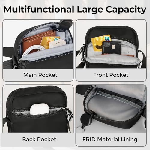 Crossbody Sling Bag Mini Anti Theft for Men, Small Shoulder Bags with Zipper Lock RFID Travel Purse