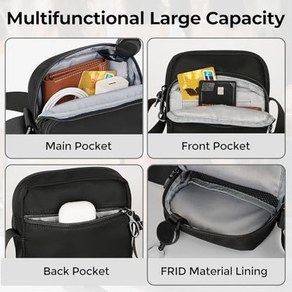 Crossbody Sling Bag Mini Anti Theft for Men, Small Shoulder Bags with Zipper Lock RFID Travel Purse