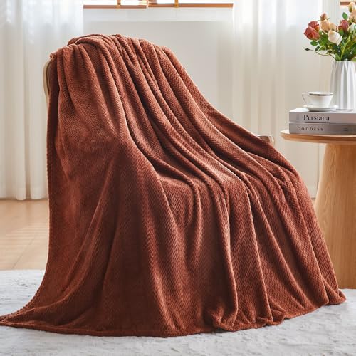 NEWCOSPLAY Super Soft Queen Blanket Coffee Premium Silky Flannel Fleece Leaves Pattern Lightweight Bed Blanket All Season Use (Coffee, Queen(90"x90")) - color: Coffee, size: Queen(90"x90")