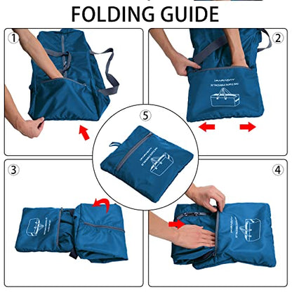 iFARADAY Foldable Duffle Bag 30 inch 75L Large Lightweight Luggage Bag for Travel Camping Storage-Blue - color: Blue-75L(with shoulder strap)