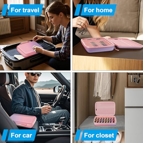 FINTIE Travel Sunglasses Organizer Case with 8-Slot Adjustable Compartments, Hard EVA Eyeglasses Storage Bag for Men Women (Fantasy Ombre) - color: Fantasy Ombre