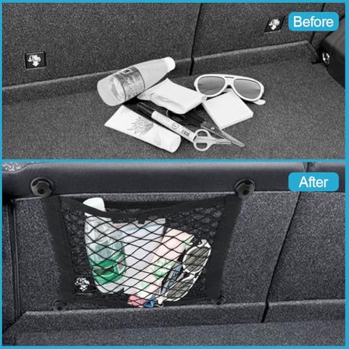 2pcs Universal Small Cargo Net, Elastic Car Organizer Net Pocket RV Netting Pouch Bag, for Trunk RV Boat Storage Mesh Pocket Nets Home Auto Cargo Nets Pockets with Screws(Color:Black)