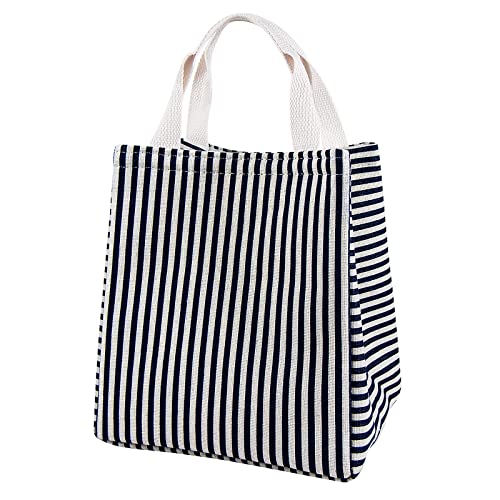 Lunch Bag Insulated Lunch Box for Women Men,Reusable Adult Lunch Tote Bags for Work or Travel (Striped Blue) - color: Striped Blue