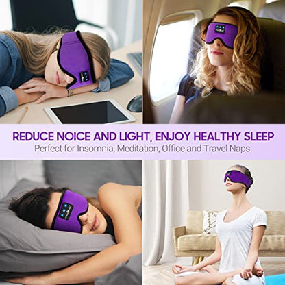 MUSICOZY Sleep Headphones, Bluetooth 5.4 Sleep Mask Headband Headphones Sleeping Eye Mask, Wireless Music Earbuds Earphones with HD Stereo Speakers Cool Gadgets Gifts (Violet) - color: Violet