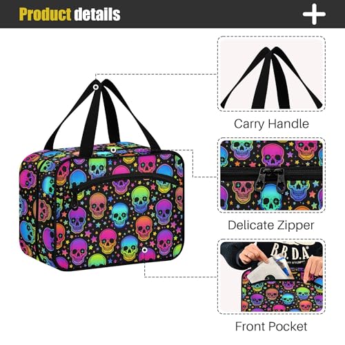 MNSRUU Hanging Toiletry Bags for Women Travel, Gothic Bright Skulls Toiletry Organizer Portable Travel Toiletry Bags Clear Wash Bags Makeup Bag Cosmetic Bag - color: Skulls 197