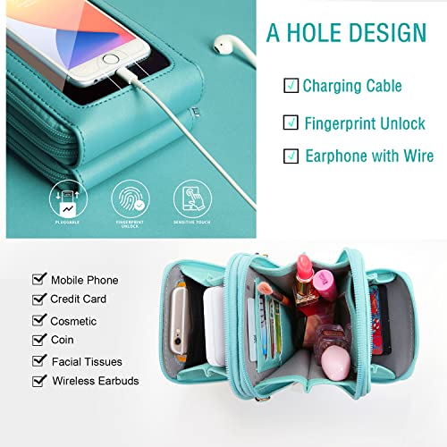 Crossbody Cellphone Purse Women Touch Screen Bag RFID Blocking Wallet Handbag Shoulder Strap - color: Lightgreen-small, size: Small