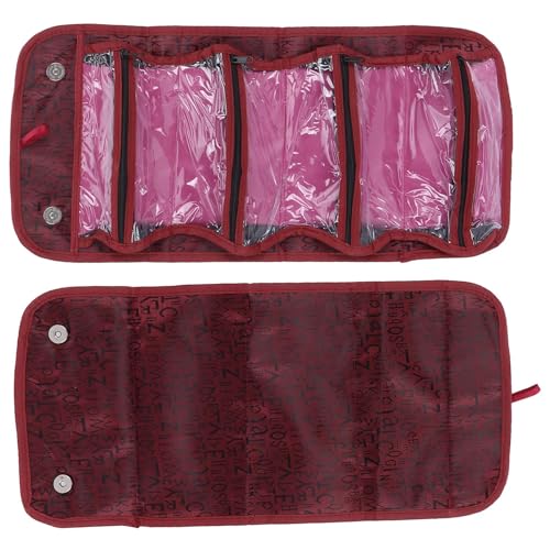 2PCS Roll up Makeup Bag, 4 in 1 Roll up Make up Storage Organizer, Foldable Toiletry Storage Bag for Travel 19.7 * 9.8in(Expand) Red - color: Red