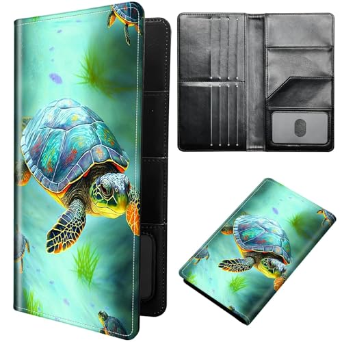Turtle Passport Holder Cover Passport Wallet Travel Wallet Organiser with RFID Blocking Card Holder Wallet Family Holder Protection Case for Women, Men - color: Turtle