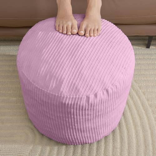 WSOFRLAC Pouf Ottoman Foot Stools Ottoman with Foam Small Corduroy Ottomans for Living Room Ottomans Pouf 20x15 Floor Poufs Foot Rest for Office Chair Pink Foot Stool Small - color: Pink, size: 20"D x 20"W x 15"H