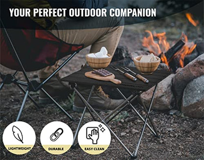 TREKOLOGY Small Camping Table - Beach Table that Fold Up - Lightweight, Foldable, Potable Folding Small Outdoor Table - for Camp, Hiking, Campers & Summer Outing Trip - color: Obsidian Black