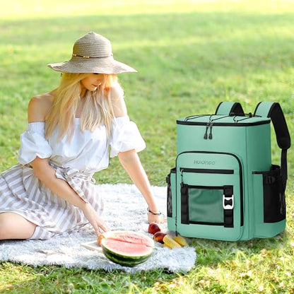 Hulongo Cooler Backpack, 30L Insulated Leakproof Soft Cooler Bag for 52 Cans, Lightweight Backpack for Beach, Picnic, Camping, Hiking, Fishing and Travel - color: Green