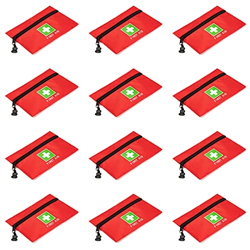 Red Emergency Bag First Aid Bag Small Empty Travel Rescue Bag Pouch First Responder Storage Medicine Pocket Bag for Car Home Office Kitchen (8.3x5.5" 12pcs green print) - style: 8.3x5.5inch 12pcs Green Print
