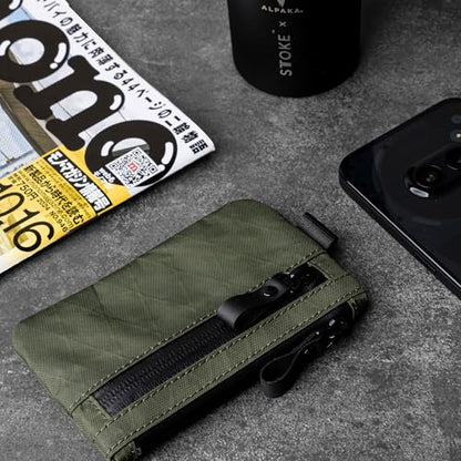 ALPAKA Zip Pouch Dark Green X-Pac- RFID-Blocking Small Cash and Card Zip Wallet with Carbon Neutral, Weatherproof Fabrics, YKK Zipper, EDC Pouch for Men Travel - color: Dark Green