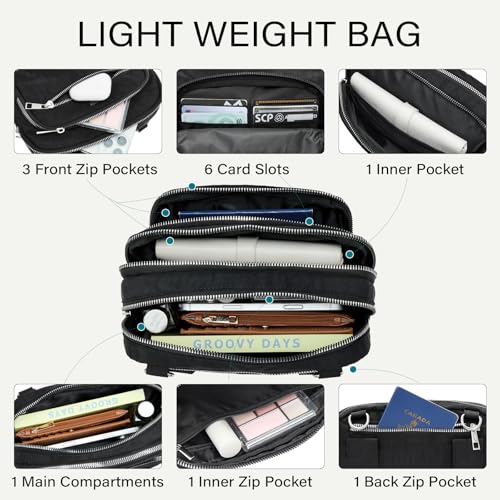 CLUCI Anti Theft Crossbody Bags for Women Travel Small Crossbody Bag Purses for Women RFID Nylon Belt Bag - color: Black