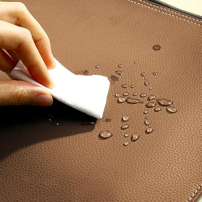 PU Leather A4 File Folder Zipper Document Holder Envelope Folder Case for Receipt Contract (Khaki) - color: Khaki