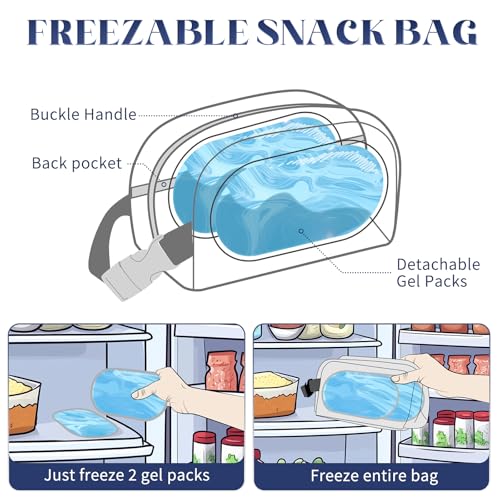Cerbonny Freezable Lunch Bag, Mini Cooler Bag, Small Lunch Bag, Insulated Small Cooler Box with Ice Packs & Handle Buckle for School Work Travel,Grey - color: Light Gray