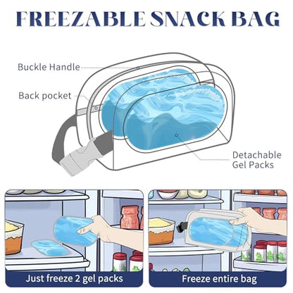 Cerbonny Freezable Lunch Bag, Mini Cooler Bag, Small Lunch Bag, Insulated Small Cooler Box with Ice Packs & Handle Buckle for School Work Travel,Grey - color: Light Gray