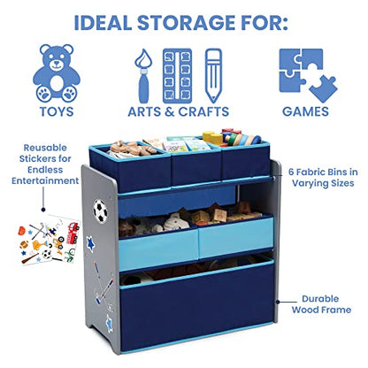 Delta Children Design and Store 6 Bin Toy Organizer, Grey/Blue - color: Grey/Blue