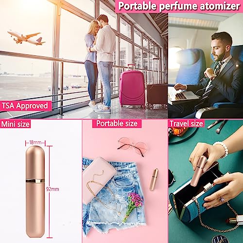 Travel Perfume Bottle Refillable Atomizer, 5ML Perfume Atomiser, Leakproof Portable Perfume Sprayer (Rose Gold) - color: Rose Gold
