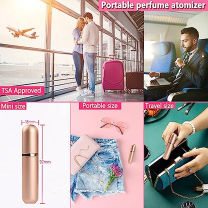 Travel Perfume Bottle Refillable Atomizer, 5ML Perfume Atomiser, Leakproof Portable Perfume Sprayer (Rose Gold) - color: Rose Gold