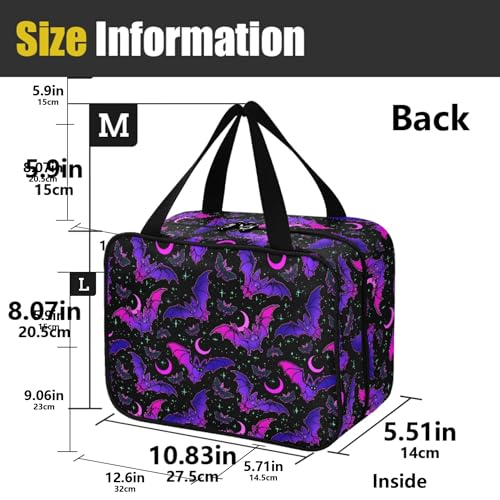 MNSRUU Hanging Toiletry Bags for Women Travel, Gothic Purple Bat Gothic Toiletry Organizer Portable Travel Toiletry Bags Clear Wash Bags Makeup Bag Cosmetic Bag - color: Skulls 218
