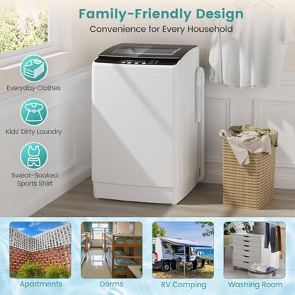 Auertech 35 lbs Washing Machine, Fully Automatic Portable Washer with LED Display, 12 Wash Cycles, 8 Water Levels, Large Capacity Washer and Spin Dryer Combo with Drain Pump for Apartment, Home - size: 35 lbs