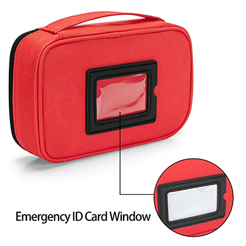 CURMIO Diabetic Supplies Bag for Glucose Meter, Medication, Insulin Pens and Other Diabetes Care Supplies, Diabetes Travel Organizer Case with Detachable Pouches, Red (Bag Only) - color: Red