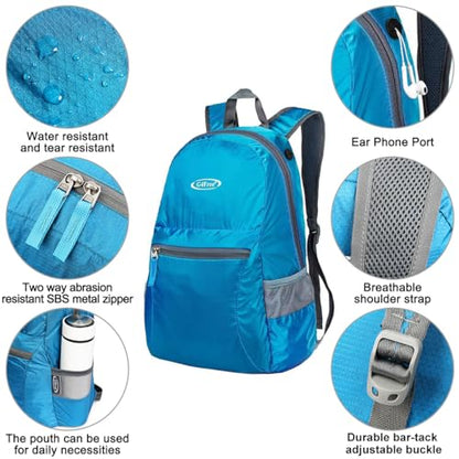 G4Free 20L Lightweight Packable Backpack Travel Hiking Daypack Foldable Backpack for Men Women - color: A-blue