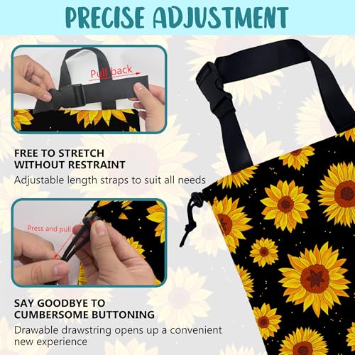 Car Garbage Bag Blooming Yellow Sunflowers Drawstring Car Trash Bag Hanging for Back Seat with Adjustable Buckle Canvas Vehicle Trash Can Easy-to-Install - color: Blooming Yellow Sunflowers