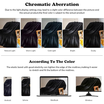 NEWCOSPLAY Super Soft King Blanket Black Premium Silky Flannel Fleece Leaves Pattern Lightweight Bed Blanket All Season Use (Black, King(90"x110")) - color: Black, size: King(90"x110")