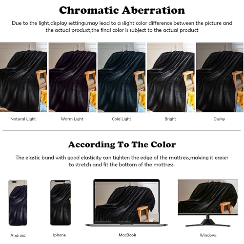 NEWCOSPLAY Super Soft Queen Blanket Black Premium Silky Flannel Fleece Leaves Pattern Lightweight Bed Blanket All Season Use (Black, Queen(90"x90")) - color: Black, size: Queen(90"x90")