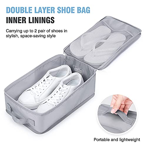 Mossio 6 Set Packing Cubes with Shoe Bag - Lightweight Travel Luggage Suitcase Organizers - color: Grey