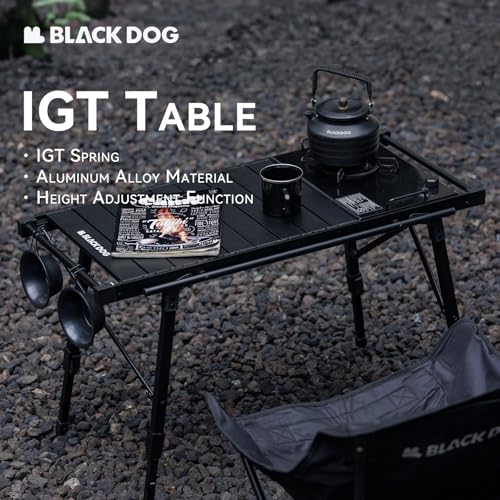 BLACKDOG Folding Camping Table for Outdoor, Portable IGT Table with Detachable 3 Units for Camp, Aluminum Table with Adjustable Height for Picnic Backyards Beach