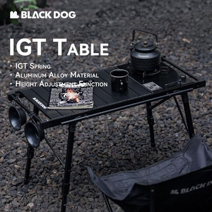 BLACKDOG Folding Camping Table for Outdoor, Portable IGT Table with Detachable 3 Units for Camp, Aluminum Table with Adjustable Height for Picnic Backyards Beach