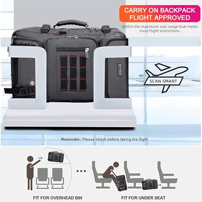WITZMAN Carry on Travel Backpack for Men Women Airline Approved Convertible Nylon Duffle Backpack Luggage Bag (B682 Silvery Grey) - color: 03.silvery Grey
