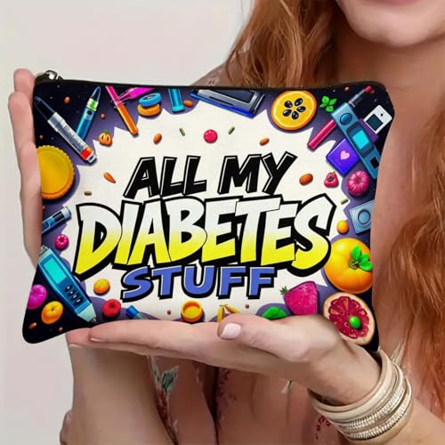 Medicine Storage Pouch with Diabetes, Medicines Bag, and Medical Supply Designs, White Canvas Zipper Cases, Multi-Use Functionality (Gift for Birthdays, Graduation, Christmas) (Style H) - style: Style H