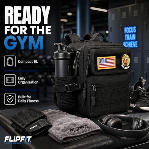 9L Mini Tactical Backpack Small Military Gym Bag for Men Women Molle Daypack Camping Backpack with Patch (Black) - color: Upgrade Black