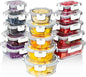 Razab 30 PC Glass Food Storage Containers with Lids - Reusable Glass Meal Prep Containers for Lunch and Leftovers - Airtight & Leakproof Snap Locking Lids - Oven, Freezer, Microwave, Dishwasher Safe - color: White