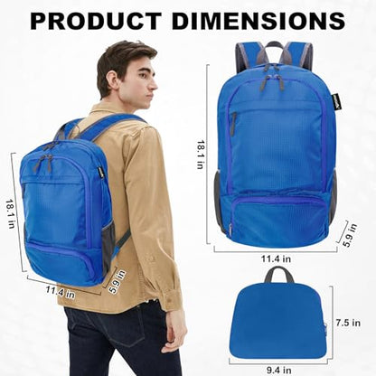 HOLYLUCK 20L Lightweight Packable Hiking Daypack Foldable Backpack for Men Women Small Travel Outdoor Foldable Shoulder Bag-blue - color: Blue