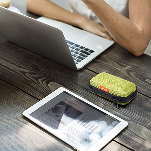 Rectangle Shaped Portable Protection Hard EVA Case, Mesh Inner Pocket, Zipper Enclosure, Lightweight Small Universal Carrying Bag Wired/Bluetooth Headset Charger Change Purse (Green) - color: Green