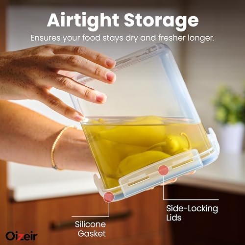 Oizeir Airtight Food Storage Containers Set - Air Tight with Lids - Pasta Flour Sugar Cereal - Storage Containers for Food (Clear-24 Pack)